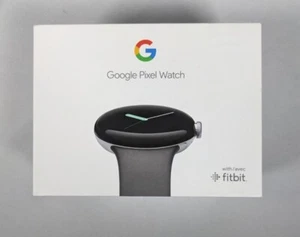 Montre Google Pixel, boîtier en acier inoxydable argent poli, bracelet actif charbon de bois - Photo 1 sur 9