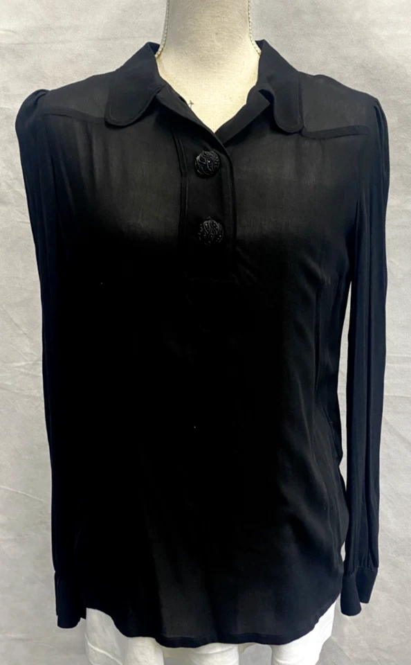 Just Cavalli Black Sheer Button Down Blouse Size 42 - Image 1 of 4