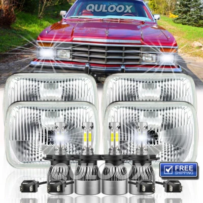 4pcs Fit Chrysler LeBaron 1977-1992 4x6" inch LED Headlights Halo Hi/Lo Beam DOT - Image 1 of 4