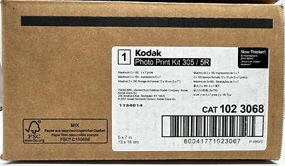 Kodak Photo Print Kit 305 / 5R ~ 2 Rolls of Photo Paper + 2 Ribbon ~ 5 x 7 ~ NEW - Image 1 of 2
