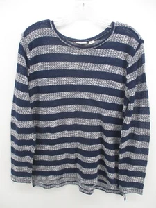 Cato Large Long Sleeve Crew Neck Striped Breathable Lightweight Sweater - Picture 1 of 11