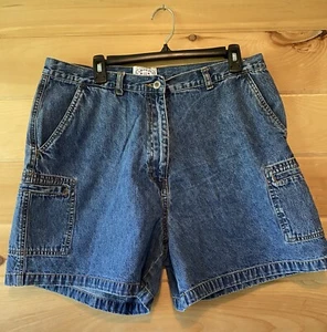 VTG Carolina Blues High Waist Denim Cargo Shorts 18 - Picture 1 of 6