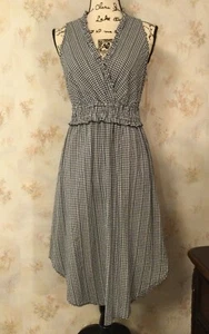 HOPE & HARLOW Navy Blue Gingham Seersucker Sleeveless Asymmetrical Sun Dress - Picture 1 of 11