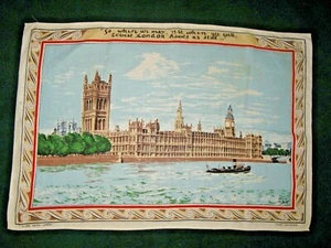 Vintage Souvenir Geschirrtuch London Themse Big Ben Parliament Irish Linen Ulster - Bild 1 von 5
