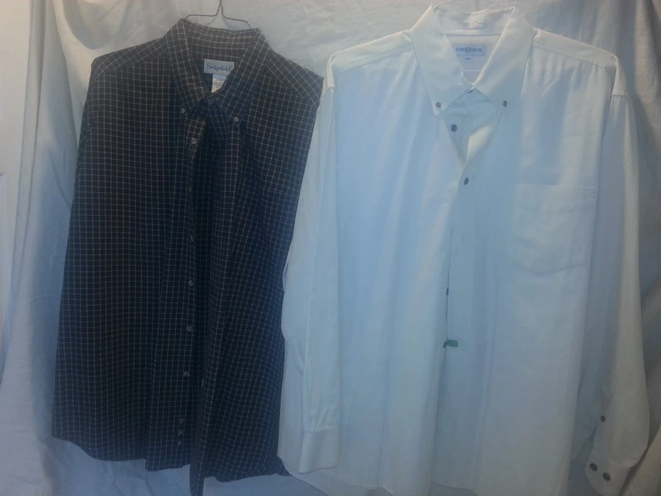 Lote de 2 camisas masculinas Sedgefield verde pele de cereja botão frontal XXL manga longa em excelente estado usado - Imagem 1 de 4