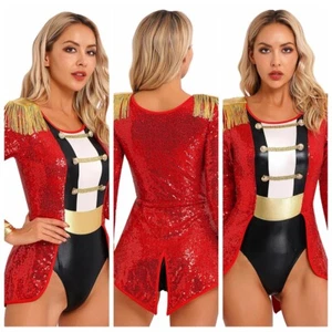 Women Circus Party Cosplay Christmas Showman Carnival Costume Tailcoat Romper - Picture 1 of 32