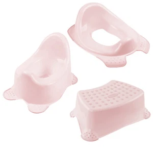 Töpfchen-Set, Toilettenaufsatz und rutschfester Hocker - Kindersicher - Rosa - Bild 1 von 7