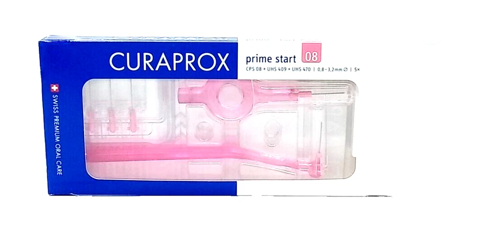 Curaprox Prime Plus Starter Set - 5x CPS 08 pink Interdentalbürsten 2 Halter - Bild 1 von 1