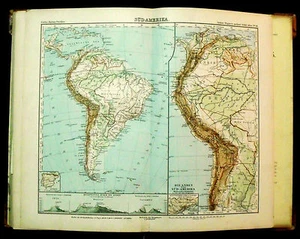 1888:SYDOW-WAGNER Atlas=ALLGEMEINES PHYSIKALISCHES PANORAMA SÜDAMERIKA.KETTE.DELLE.ANDEN - Bild 1 von 1