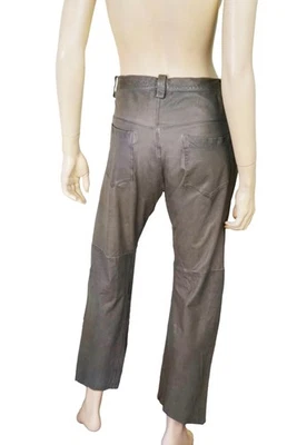 Pantalones de mezclilla DROME talla S holgados de cuero verde militar novio USADOS 1X Foto 1 de 4