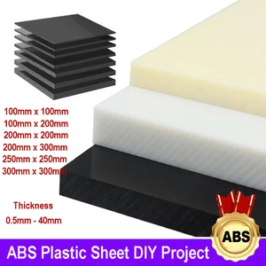 ABS Plastic Sheet DIY Project All Size 100mm-300mm Black White Yellow 0.5mm-40mm - Picture 1 of 9