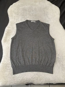 Ermenegildo Zegna Maglione Gilet Seta Cashmere Uomo Taglia XXL 56 Grigio Made in Italy - Foto 1 di 7
