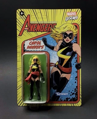 Figura de acción Hasbro Marvel Legends Retro Carol Danvers 2021 3,75 pulgadas sin perforar Foto 1 de 4