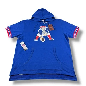 NWT Mitchell Ness NFL New England Patriots S/S Throwback Logo Hoodie Mens XL - Picture 1 of 9