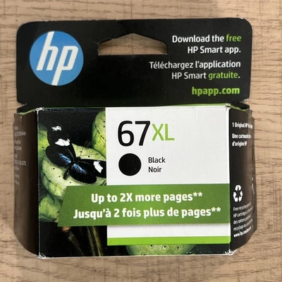 HP 67XL High Yield Black Ink Cartridge OEM Genuine New Sealed Expires 06/2027 - Image 1 of 4