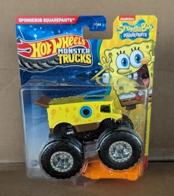 Hot Wheels Monster Trucks Spongebob Square Pants with Crushed Car 1/64 New - Image 1 of 3