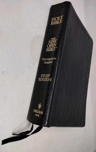 The New Open Bible NAS Study Edition BLACK Leather 1990 USA Nelson 1976 - Bild 1 von 9