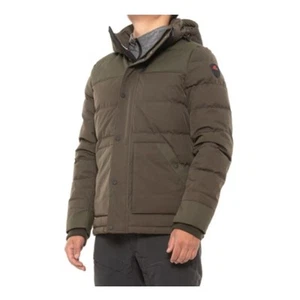 PAJAR Locarno Men Hooded Down Jacket S Duck Quilted Zip Snap Pocket Military NWT - Picture 1 of 2