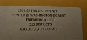 1976 $2 FRN DISTRICT SET FRIEDBERG #1935.  Get them before their  gone  - Picture 1 of 2