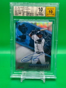 2021 Bowman's Best of 2021 Autographs Julio Rodriguez Refractor BGS 10 Pristine - Picture 1 of 2