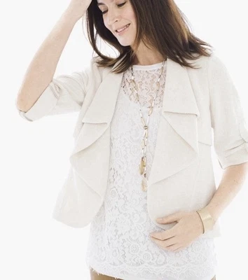 Chaqueta Chicos Marfil 1 Cortina Frontal Corte Manga 3/4 Vintage Algodón Blanco Nueva con Etiquetas $129 Foto 1 de 4