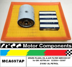 SPARK PLUGS & FILTER  SERVICE KIT for HOLDEN ASTRA AH Z18XE 1.8L 12/04>03/07 - Picture 1 of 3