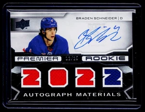 2022-23 UD Premier Braden Schneider Rookie Auto Materials Jersey /25 Rango PRA-BS - Imagen 1 de 3