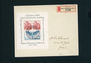 Suiza bloque número 4 carta certificada Aarau a Ginebra - FDC - Imagen 1 de 2