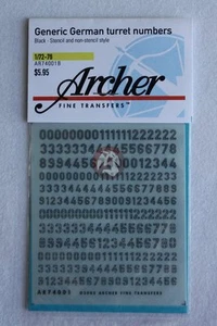 Archer Fine Transfers 1/72 - 76 German WWII Turret Numbers (Black) AR74001B - Picture 1 of 1