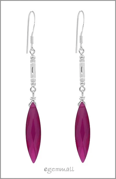Lab Created Ruby Sterling Silver Dangle Earrings #53106 - Изображение 1 из 1