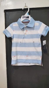 Boys toddler Tommy Hilfiger blue and white polo shirt size 12 months new - Picture 1 of 6