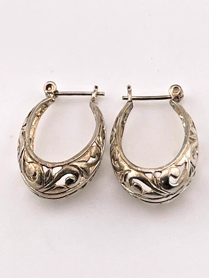 PENDIENTES ARO FILIGRANA OVALADOS PLATA ESTERLINA 925 JEZLAINE TAILANDIA 3/4" 4189 Foto 1 de 4