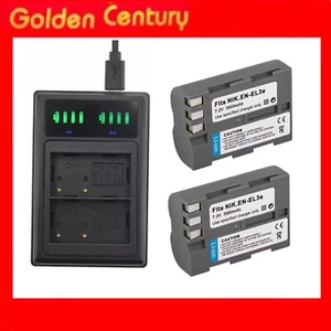 2x 3000mAh EN-EL3e Battery + Dual Charger for Nikon D700 D300 D90 D80 D70 D50 - Picture 1 of 5