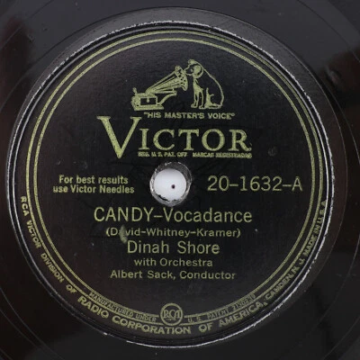 Dinah Shore – Candy / He's Home For A Little While - 1945 78 rpm Record 20-1632 - Image 1 of 4
