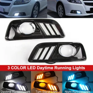 3 Color LED DRL for Chevy Malibu 2013 2014 Fog Lamp Daytime Running Light w Turn - Picture 1 of 13