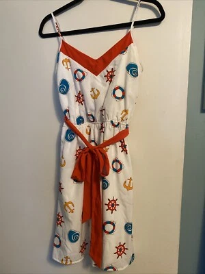 Vestido náutico ModCloth blanco talla pequeña Foto 1 de 4