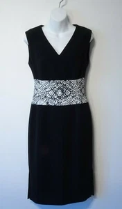 Kimora Lee Simmons Damen Ace Krepp Spitze ärmellos Etuikleid 0 Neu mit Etikett 1100 schwarz - Bild 1 von 12
