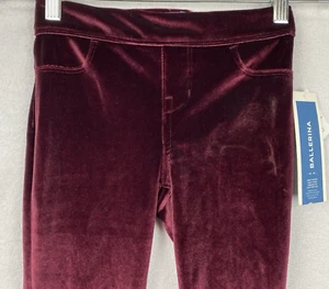 OLD NAVY Girls Maroon Stretch Velour Legging Pants Size 8 Adj Waist Jegging NEW - Picture 1 of 10