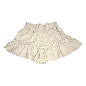 Vanilla Star Linen Blend Shorts Skort 2 Tier Ruffled Bottom Girls Size L Beige - Picture 1 of 8