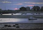 Postcard ME Wells Harbor Sunset Fishing Boats Yacht Water Lobster Traps Low Tide
