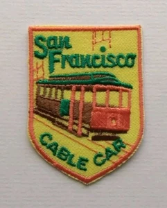Vintage San Francisco Cable Car Orange Border Sew on Souvenir Patch - Picture 1 of 6