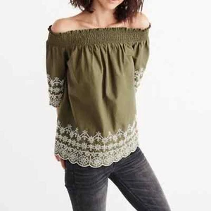 Top campesino bordado Abercrombie & Fitch S - Imagen 1 de 8