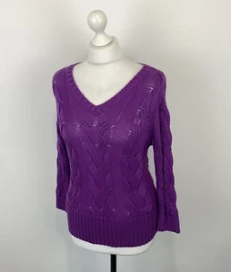 Amy Winehouse x Fred Perry Purple Cable Knit Jumper Size 12 UK Women’s - Picture 1 of 14