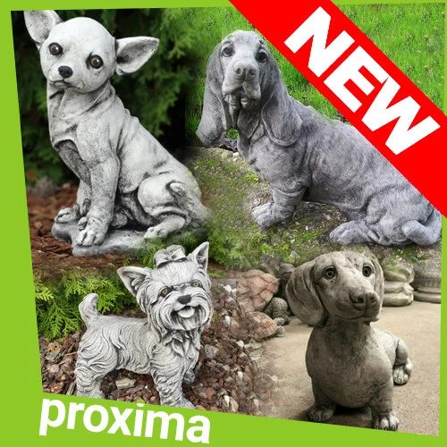 Süße Chihuahua-Steinstatue Für Den Garten – Frostsicher & Wetterfest, 31 Cm Hoch, 6 Kg, Grau