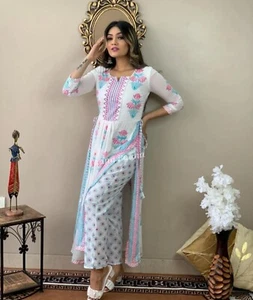 Bollywood Indian Palazzo Kurti Set Designer Kurta Pakistani Salwar Kameez Set - Picture 1 of 14