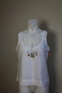 Target Swell by Cynthia Rowley Pyjama-Oberteil weiß Baumwolle Blumen bestickt M BOHO - Bild 1 von 8