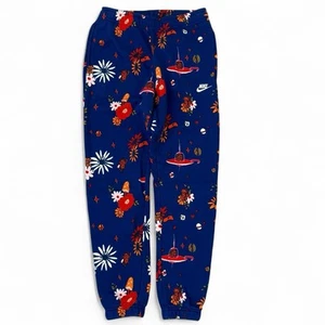 Nike Blue Fleece Joggers Adult Small Alien Mushroom Floral Sweatpants Casual Gym - Picture 1 of 4