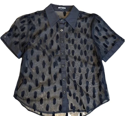 Blusa Top Para Mujer Hot Topic Gótico Cuello Transparente Ataúd Talla Pequeña Foto 1 de 4