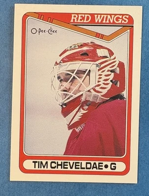 1990-91 O-Pee-Chee OPC #430 Tim Cheveldae ROOKIE  Detroit Red Wings NHL Goalie - Image 1 of 2