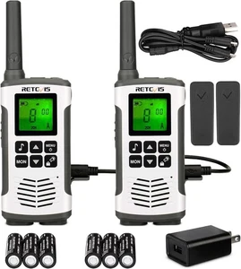 Retevis RT45 FRS Walkie Talkie (2) Radio bidirezionale a lungo raggio avvisi NOAA *NUOVO* - Foto 1 di 4